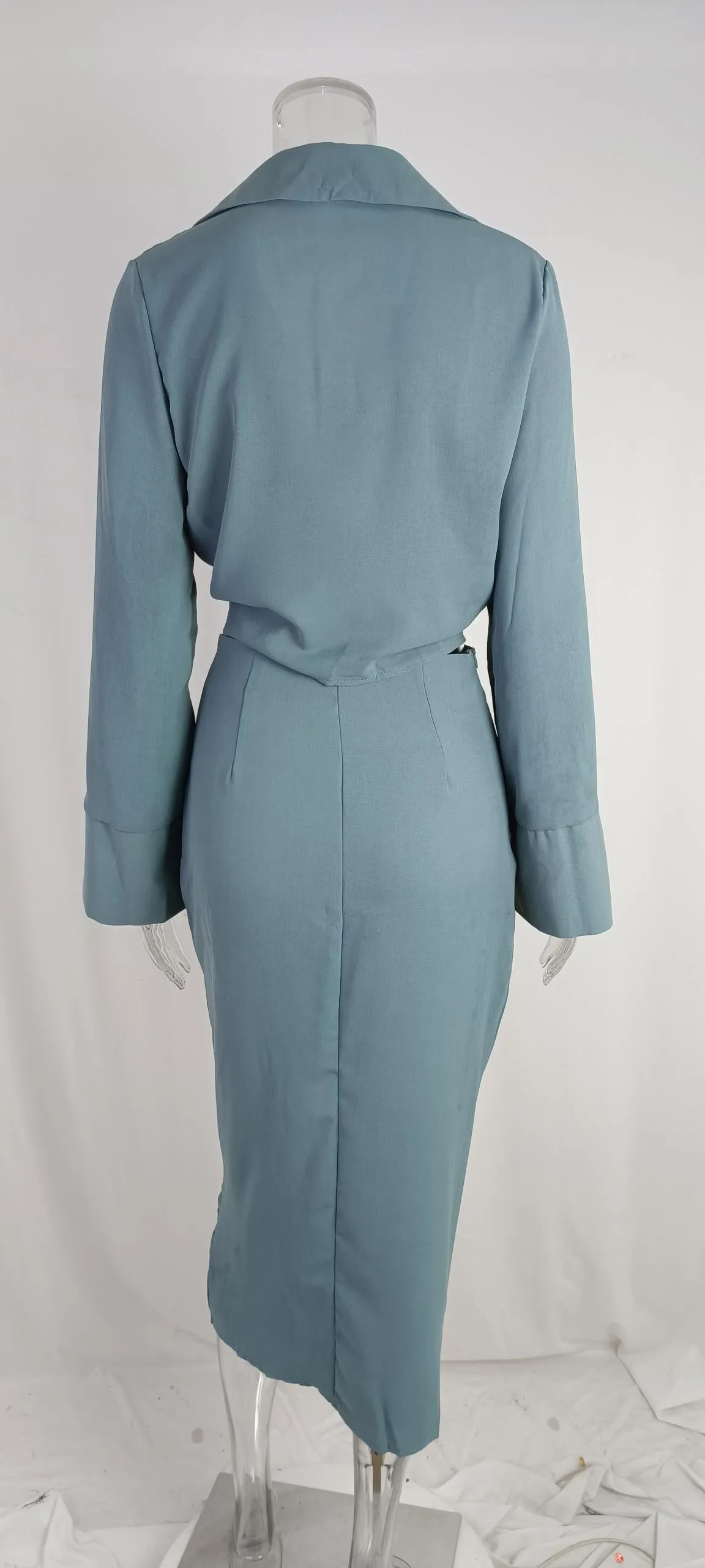 elveswallet Long Sleeve Bow Shirt & Side Split Pleated Skirt Suits