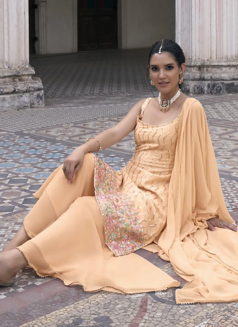 Embroidered Faux Georgette Ghrara Suit