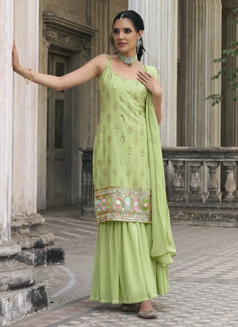 Embroidered Faux Georgette Ghrara Suit