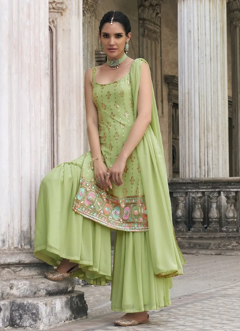 Embroidered Faux Georgette Ghrara Suit