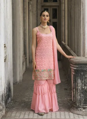 Embroidered Faux Georgette Ghrara Suit