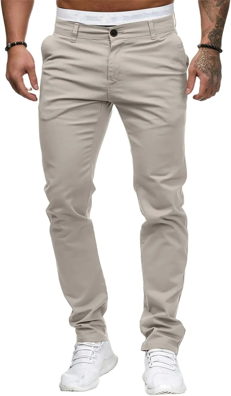 evzosrz Mens Casual Chinos Dress Pants Slim Fit Straight Flat-Front Golf Pant Travel Slacks Joggers Solid Trousers Sweatpant