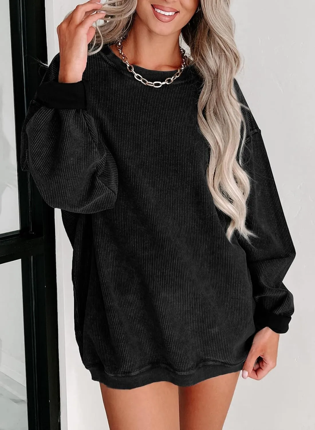 Eytino Women Plus Size Sweatshirts Long Sleeve Crew Neck Casual Oversized Soft Pullover Tops Shirts(1X-5X)