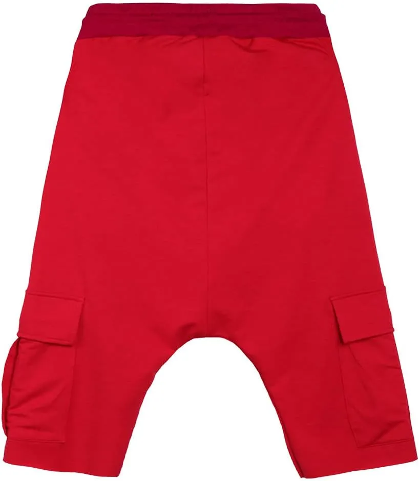 Familyhouse 3/4 Mens Hippie Pants Drop Crotch Harem Pants Genie Pants Mens Capri Cotton Baggy Shorts Wide Leg Trousers