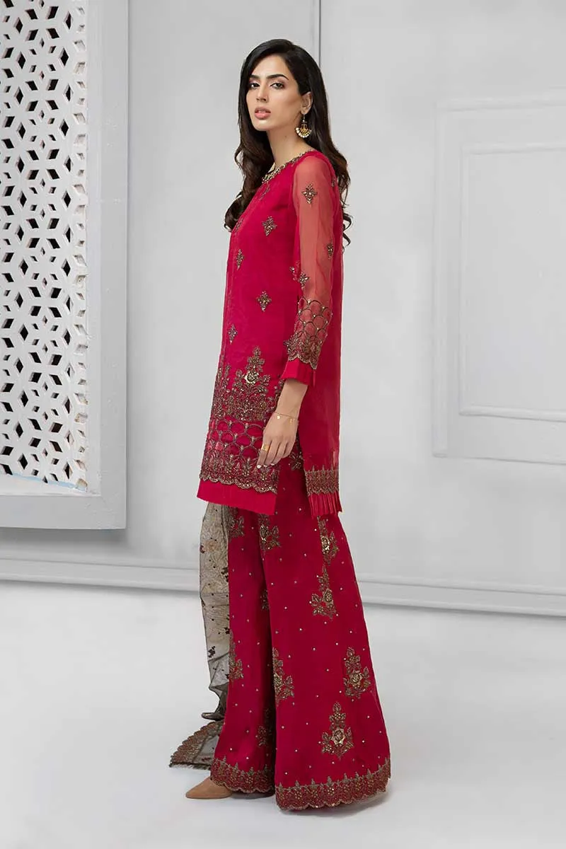Fancy Pakistani designer suit in marjanda color # P2225