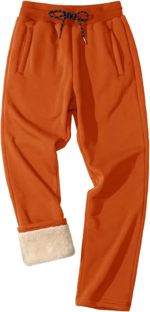 FASKUNOIE Men's Winter Fleece Pants Heavyweight Warm Sherpa Lined Sweatpants Running Jogger Pants with Pockets