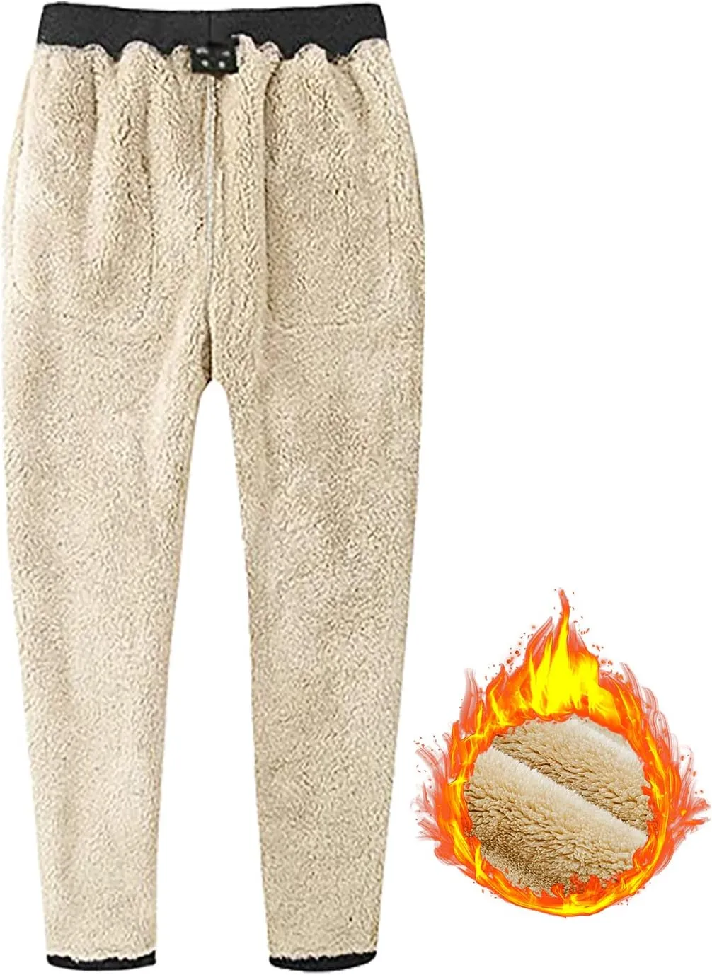 FASKUNOIE Men's Winter Fleece Pants Heavyweight Warm Sherpa Lined Sweatpants Running Jogger Pants with Pockets