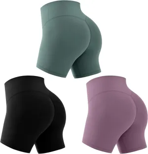 FEYHAY 3 Pack Capri Leggings for Women - High Waisted Yoga Pants Buttery Soft Stretchy Workout Running Cycling