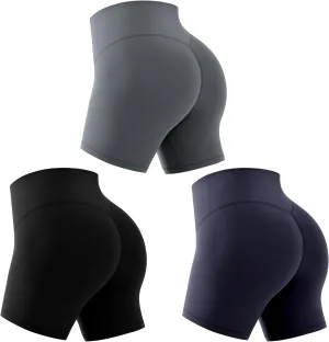 FEYHAY 3 Pack Capri Leggings for Women - High Waisted Yoga Pants Buttery Soft Stretchy Workout Running Cycling