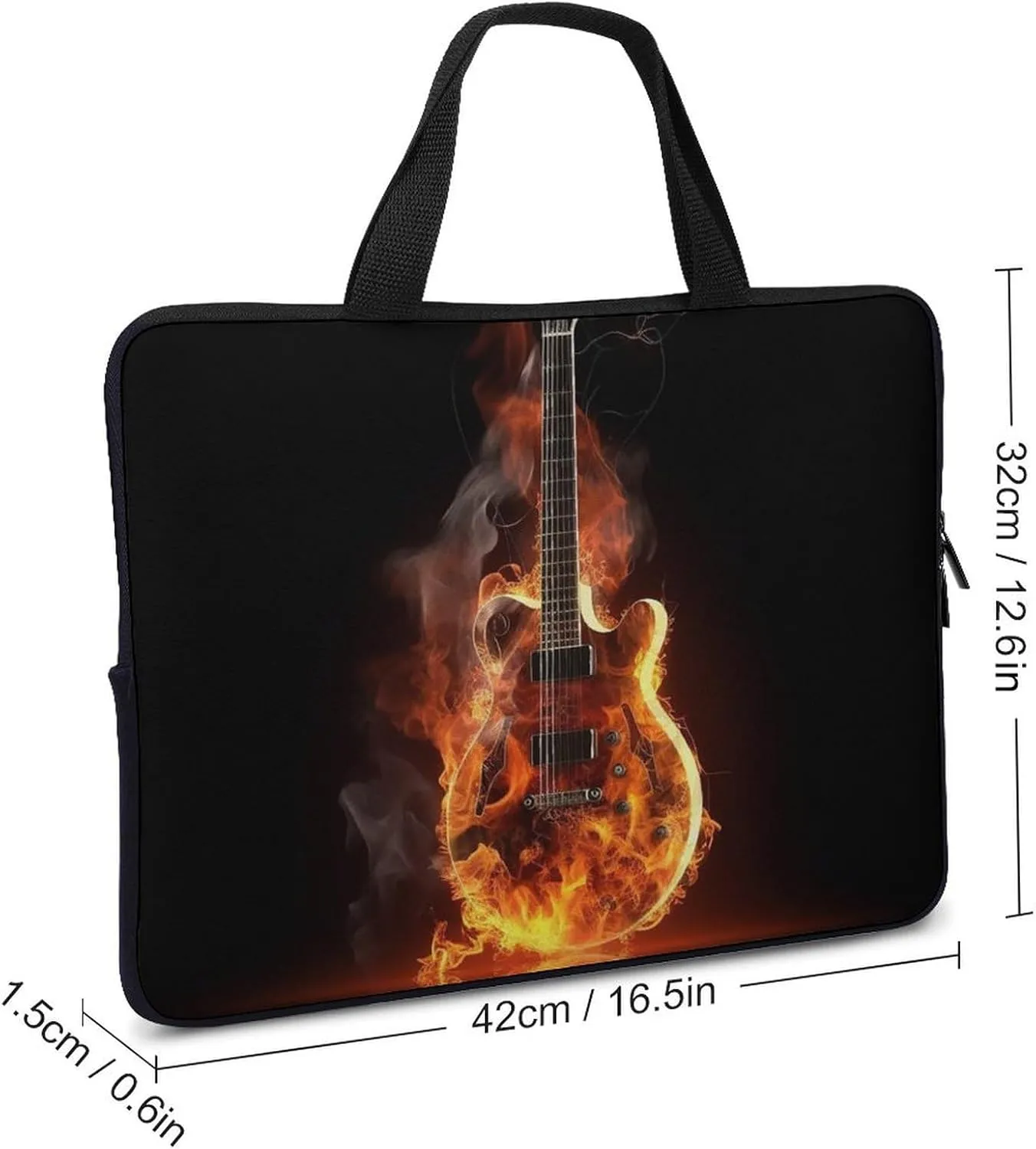 Fire Guitar Laptop Bag Durable Laptop Sleeve Water-Resistant Notebook Bag for Computer Or Tablet