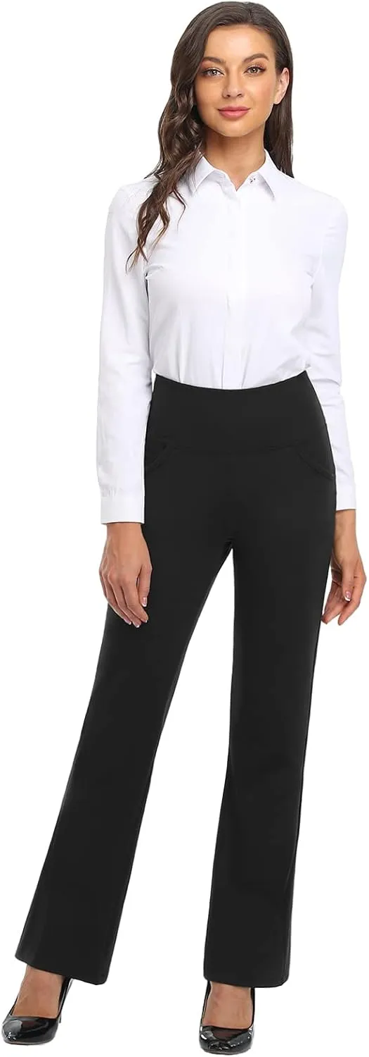 FIRST WAY Buttery Soft Women's Bootcut Yoga Pants Capris with 3 Pockets Lounge Floral Printing