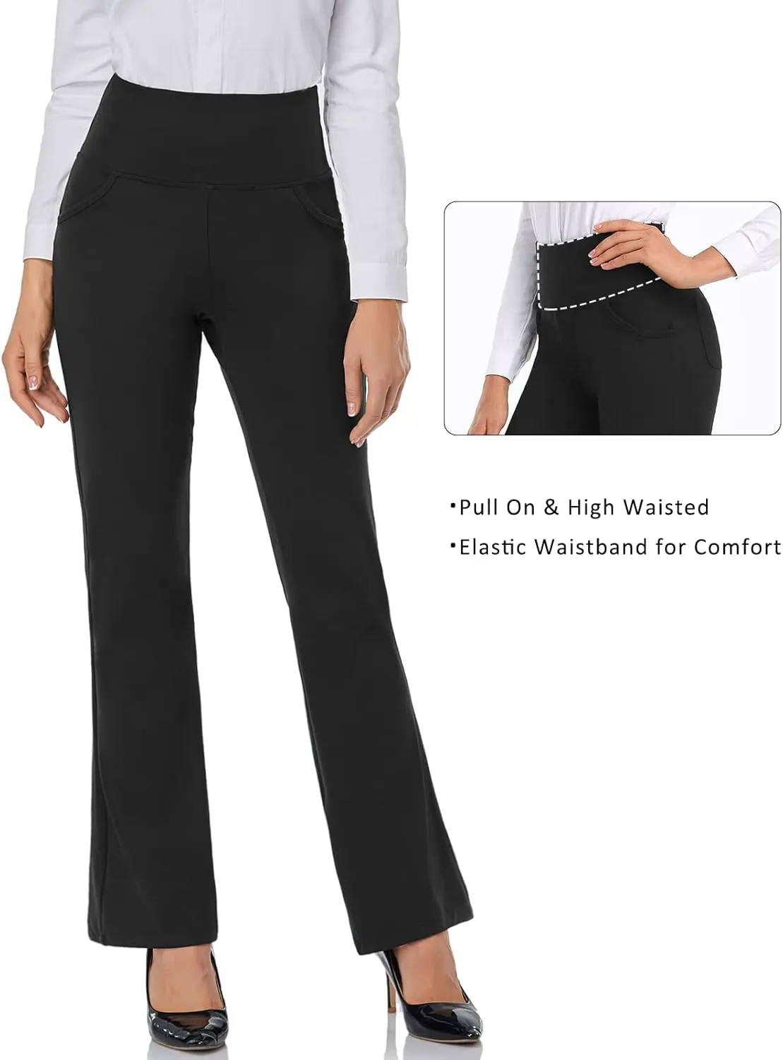 FIRST WAY Buttery Soft Women's Bootcut Yoga Pants Capris with 3 Pockets Lounge Floral Printing