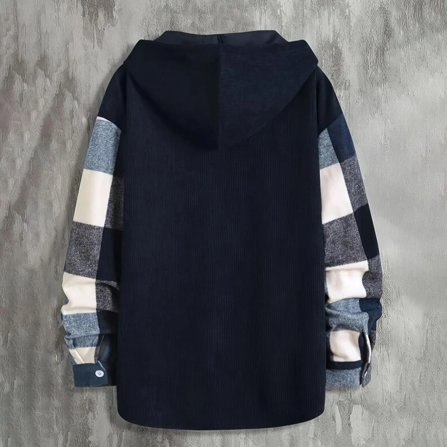 Flannel Hoodie for Men Long Sleeve Casual Button Down Plaid Shirt Lightweight Drawstring Regular Fit Pocket Shirt Jacket