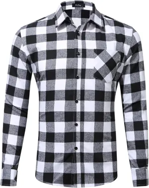 Flannel Shirt for Men 2024 Fashion Long Sleeve Plaid Button Down Shirt Jacket Casual Lightweight Fall Outwear Coats