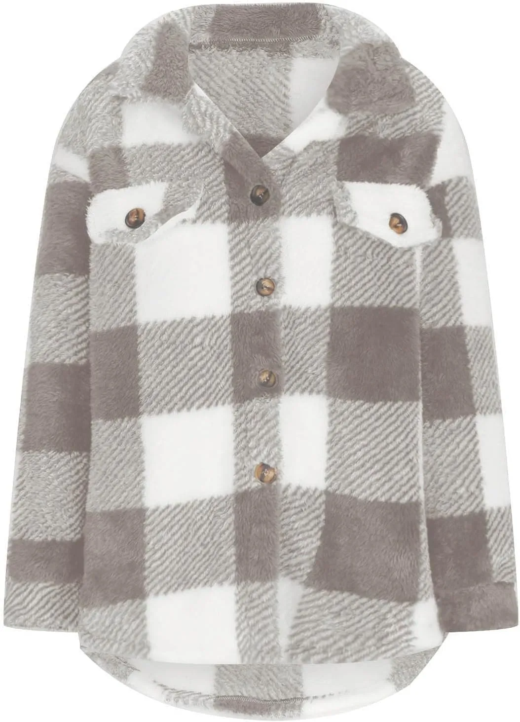 Flannels for Women 2024 Winter Warm Fuzzy Plaid Shirt Jackets Plus Size Button Casual Button Down Loose Trendy