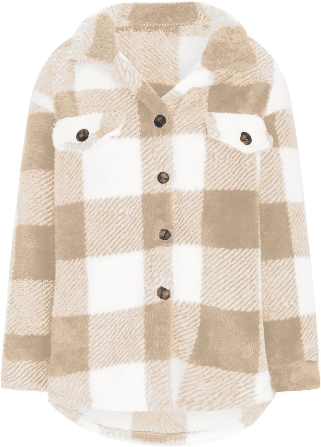 Flannels for Women 2024 Winter Warm Fuzzy Plaid Shirt Jackets Plus Size Button Casual Button Down Loose Trendy