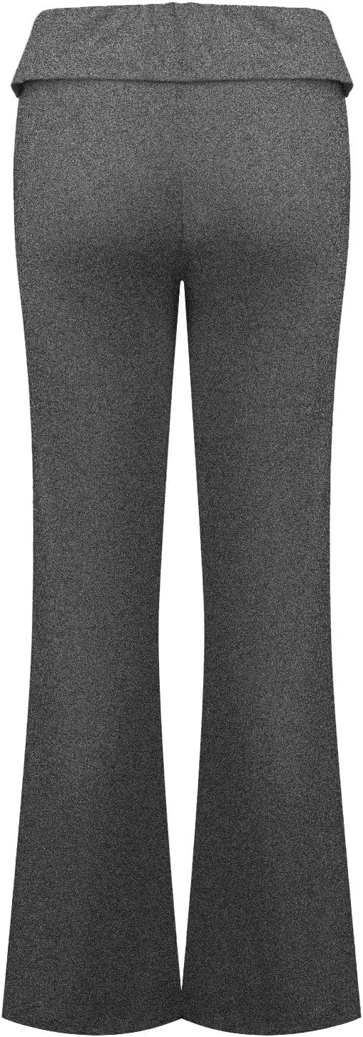 Flare Leggings for Women Fold Over Yoga Pants Low Rise Wide Leg Sweatpants Cute Stretch Lounge Pants Y2k Clothes