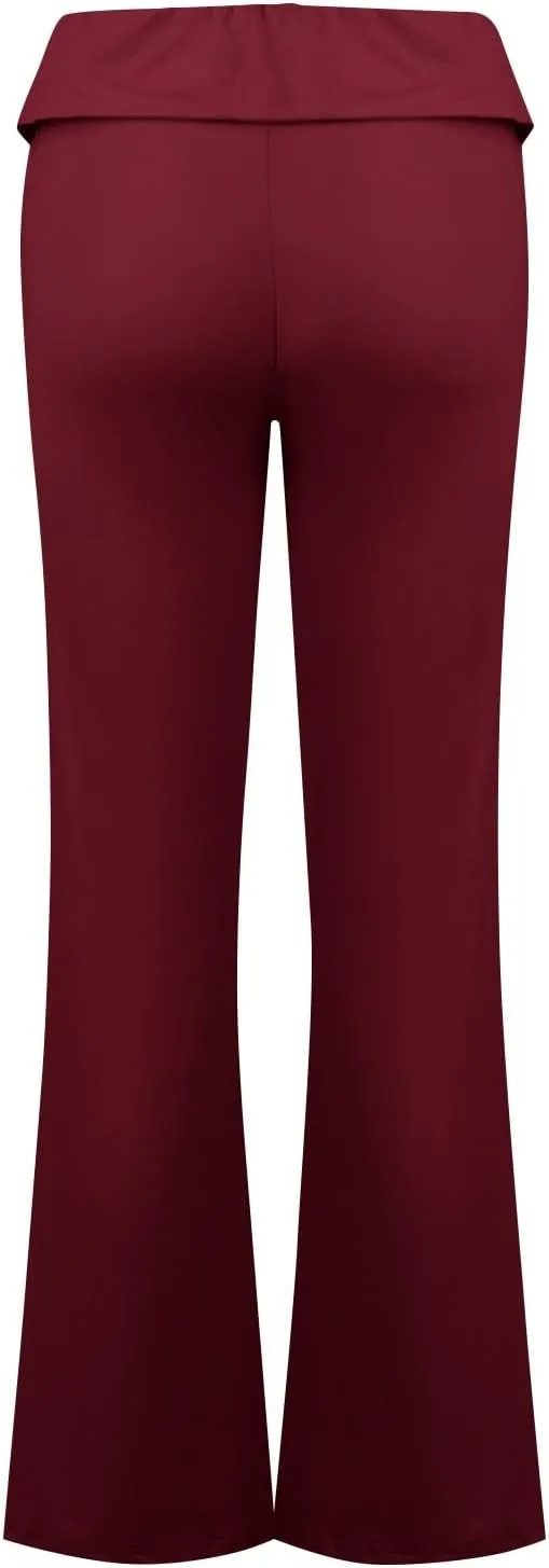 Flare Leggings for Women Fold Over Yoga Pants Low Rise Wide Leg Sweatpants Cute Stretch Lounge Pants Y2k Clothes