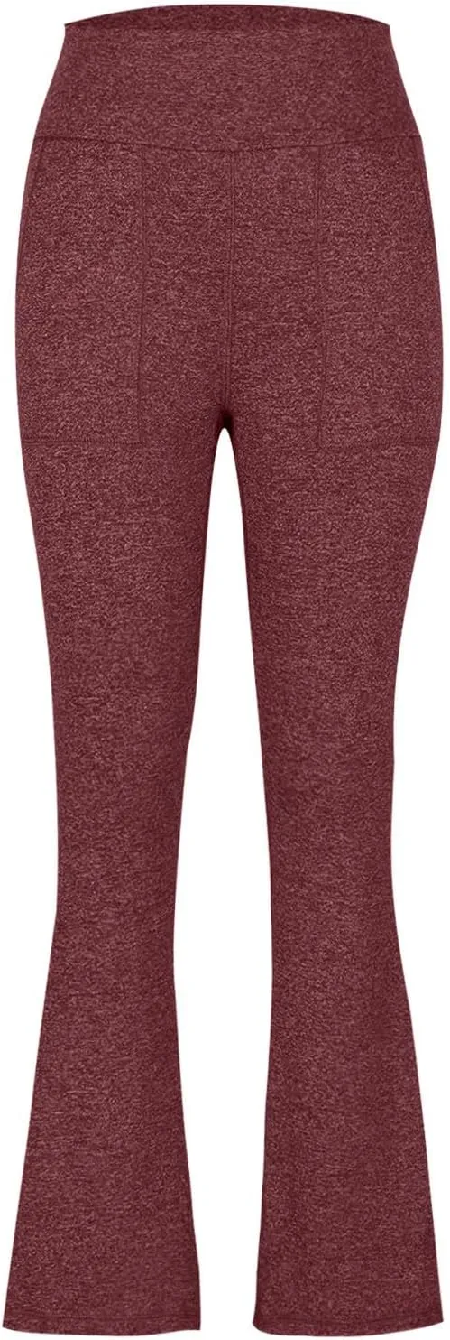 Flare Leggings for Women High Waist Yoga Pants Casual Stretch Workout Gym Pants 2024 Fall Fashion Outfit with Pockets