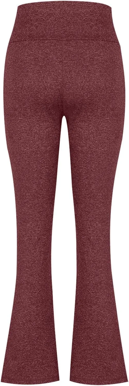 Flare Leggings for Women High Waist Yoga Pants Casual Stretch Workout Gym Pants 2024 Fall Fashion Outfit with Pockets
