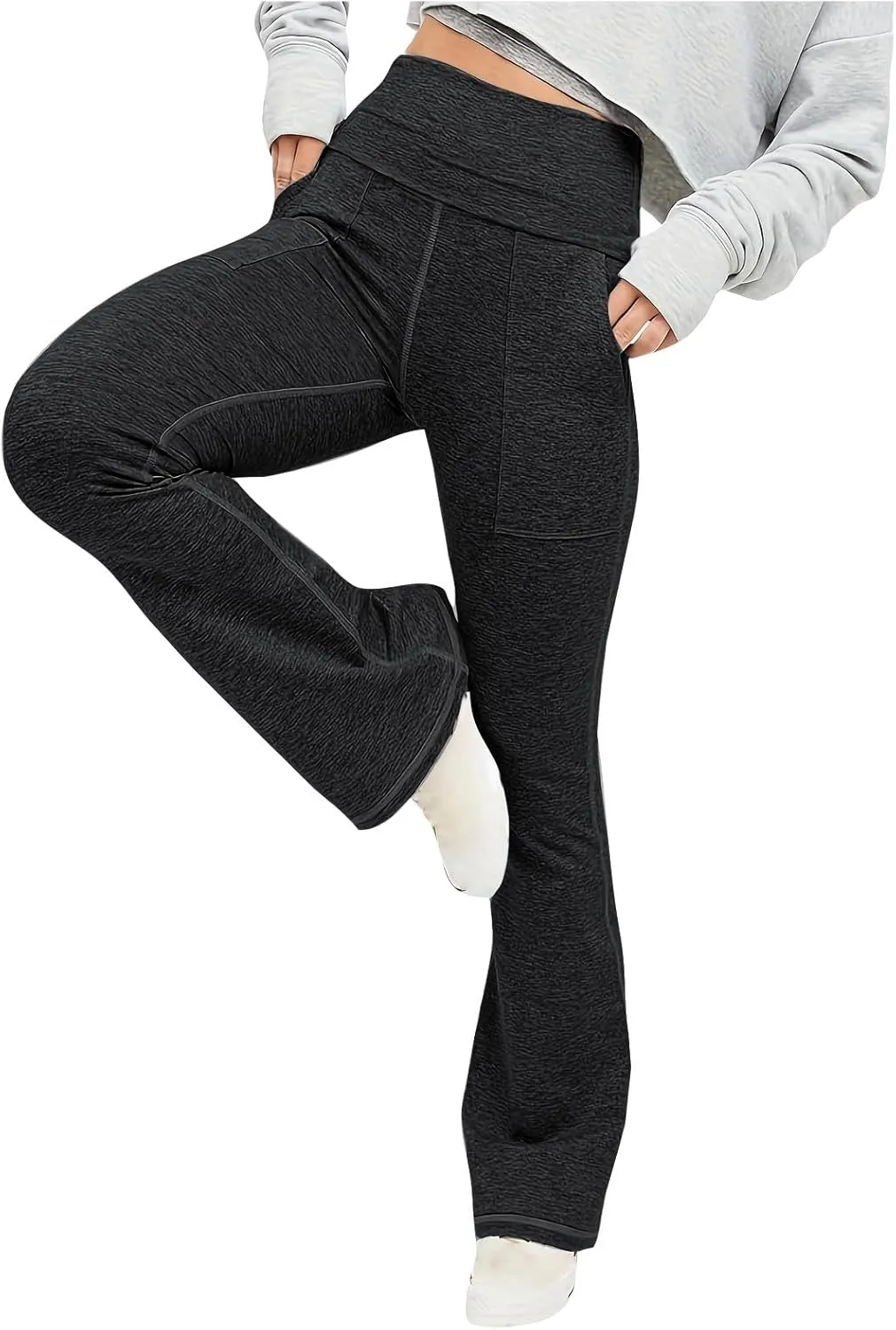 Flare Leggings for Women High Waist Yoga Pants Casual Stretch Workout Gym Pants 2024 Fall Fashion Outfit with Pockets