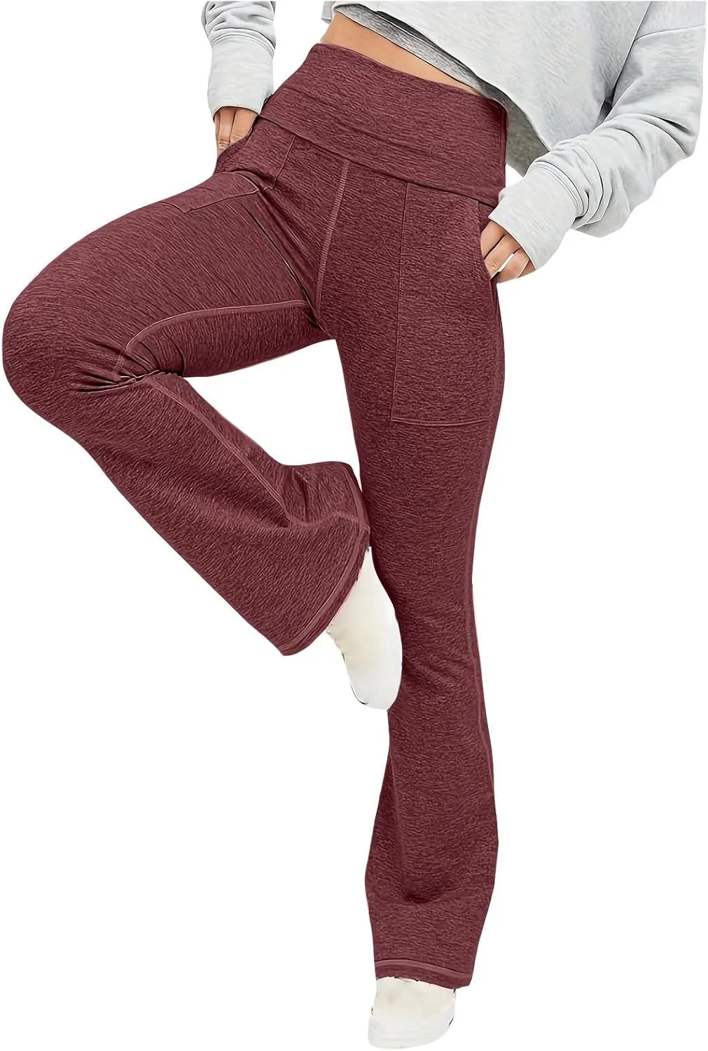 Flare Leggings for Women High Waist Yoga Pants Casual Stretch Workout Gym Pants 2024 Fall Fashion Outfit with Pockets