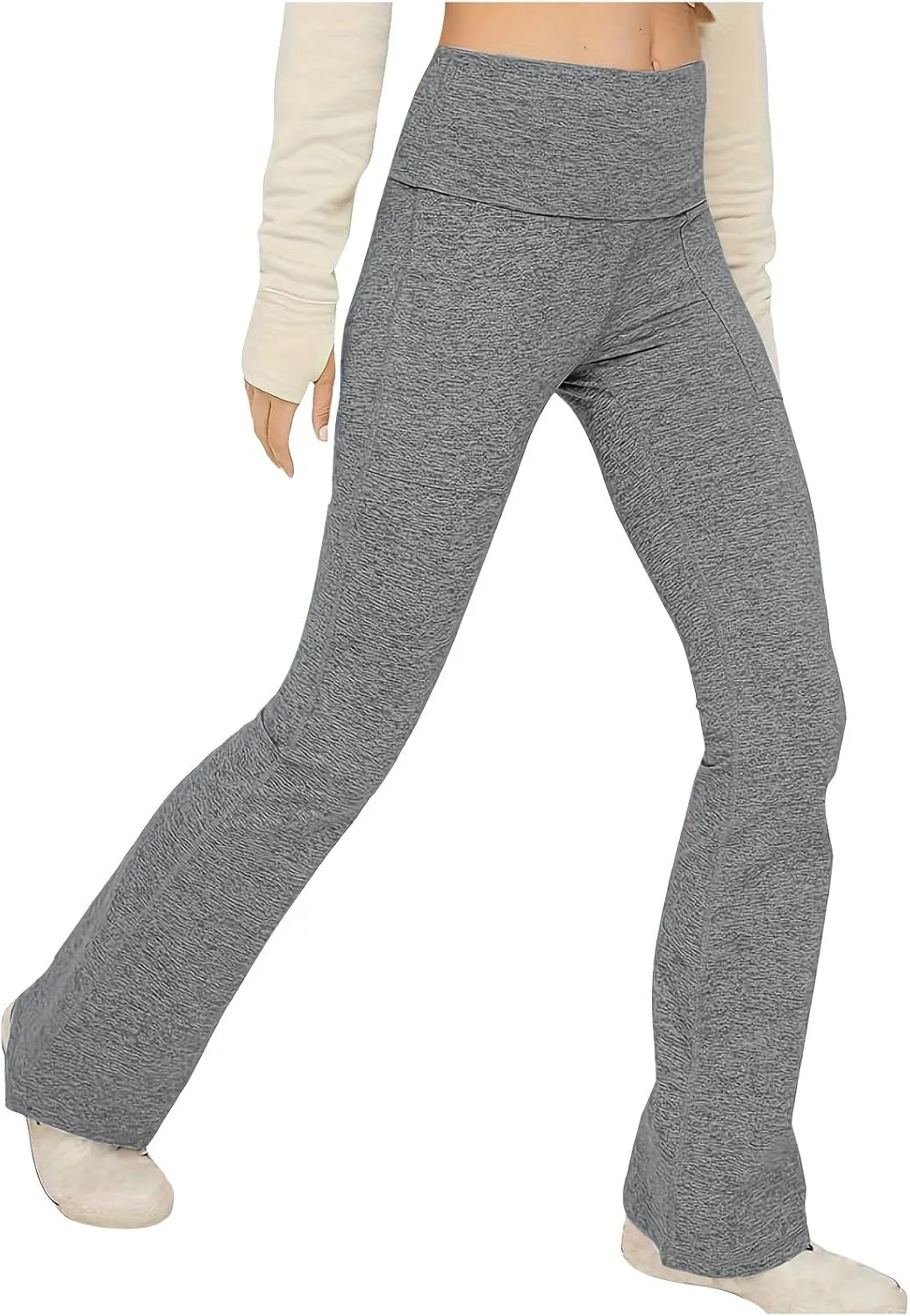 Flare Leggings for Women High Waist Yoga Pants Casual Stretch Workout Gym Pants 2024 Fall Fashion Outfit with Pockets