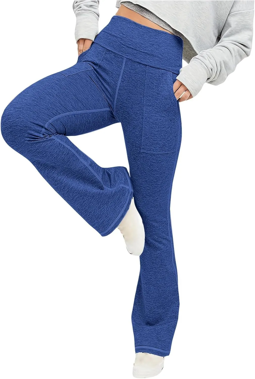 Flare Leggings for Women High Waist Yoga Pants Casual Stretch Workout Gym Pants 2024 Fall Fashion Outfit with Pockets
