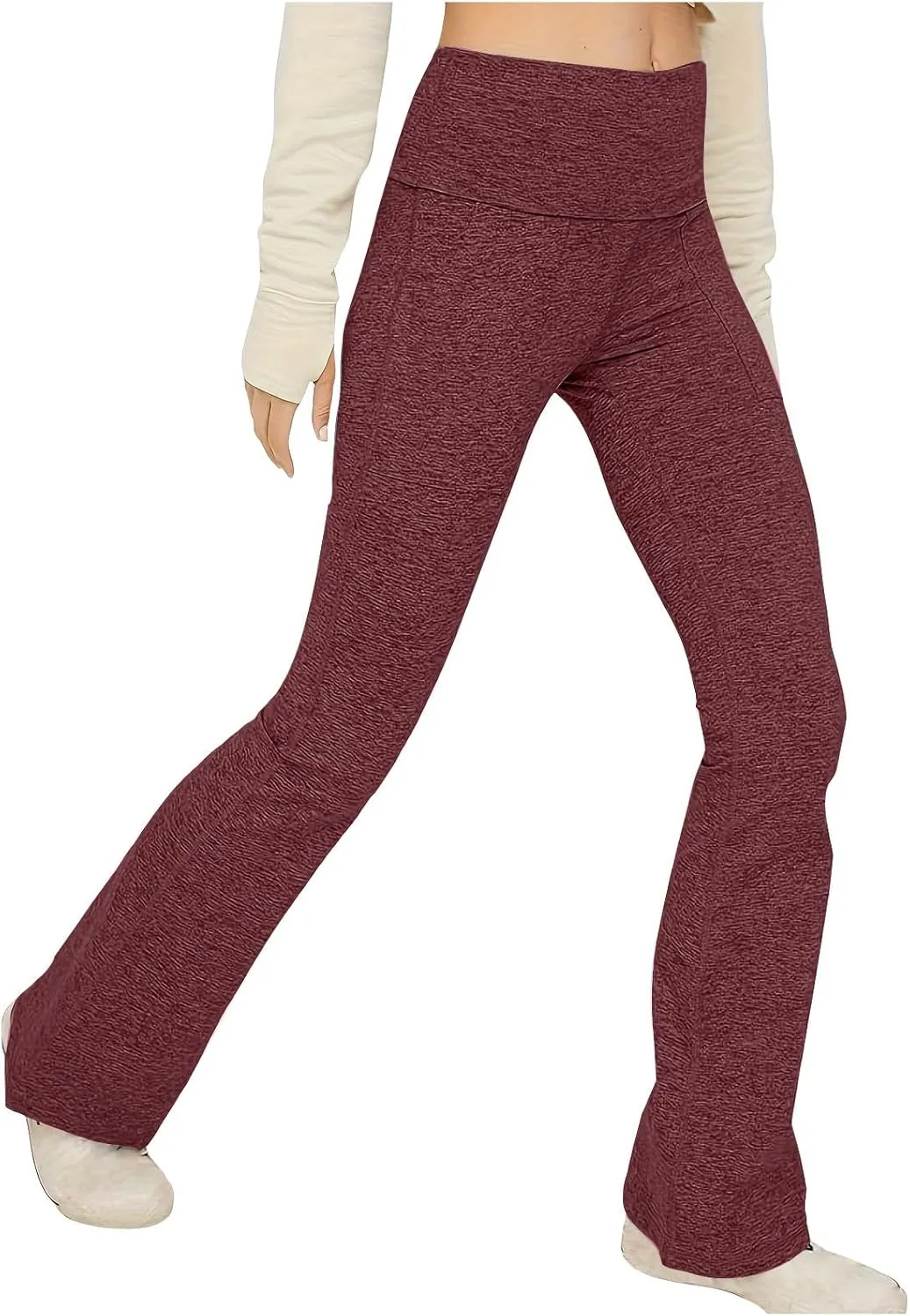 Flare Leggings for Women High Waist Yoga Pants Casual Stretch Workout Gym Pants 2024 Fall Fashion Outfit with Pockets
