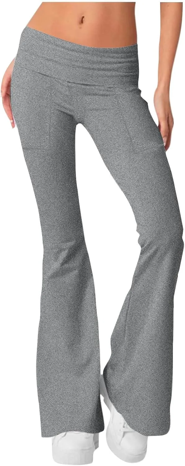 Flare Leggings for Women High Waist Yoga Pants Casual Stretch Workout Gym Pants 2024 Fall Fashion Outfit with Pockets