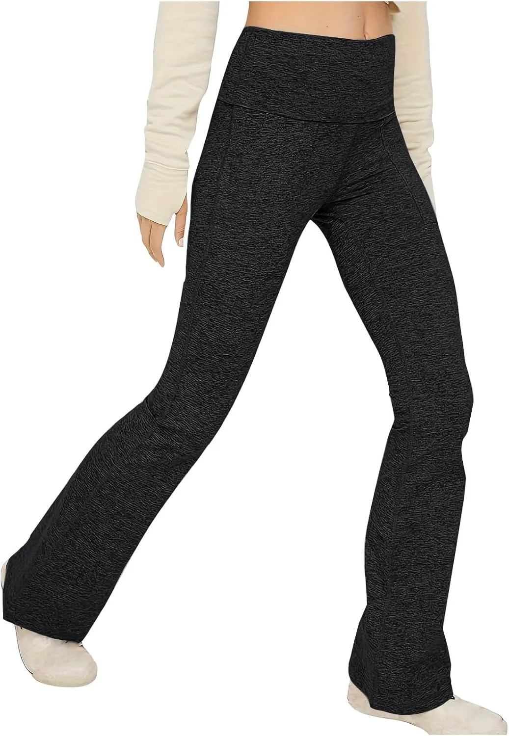 Flare Leggings for Women High Waist Yoga Pants Casual Stretch Workout Gym Pants 2024 Fall Fashion Outfit with Pockets