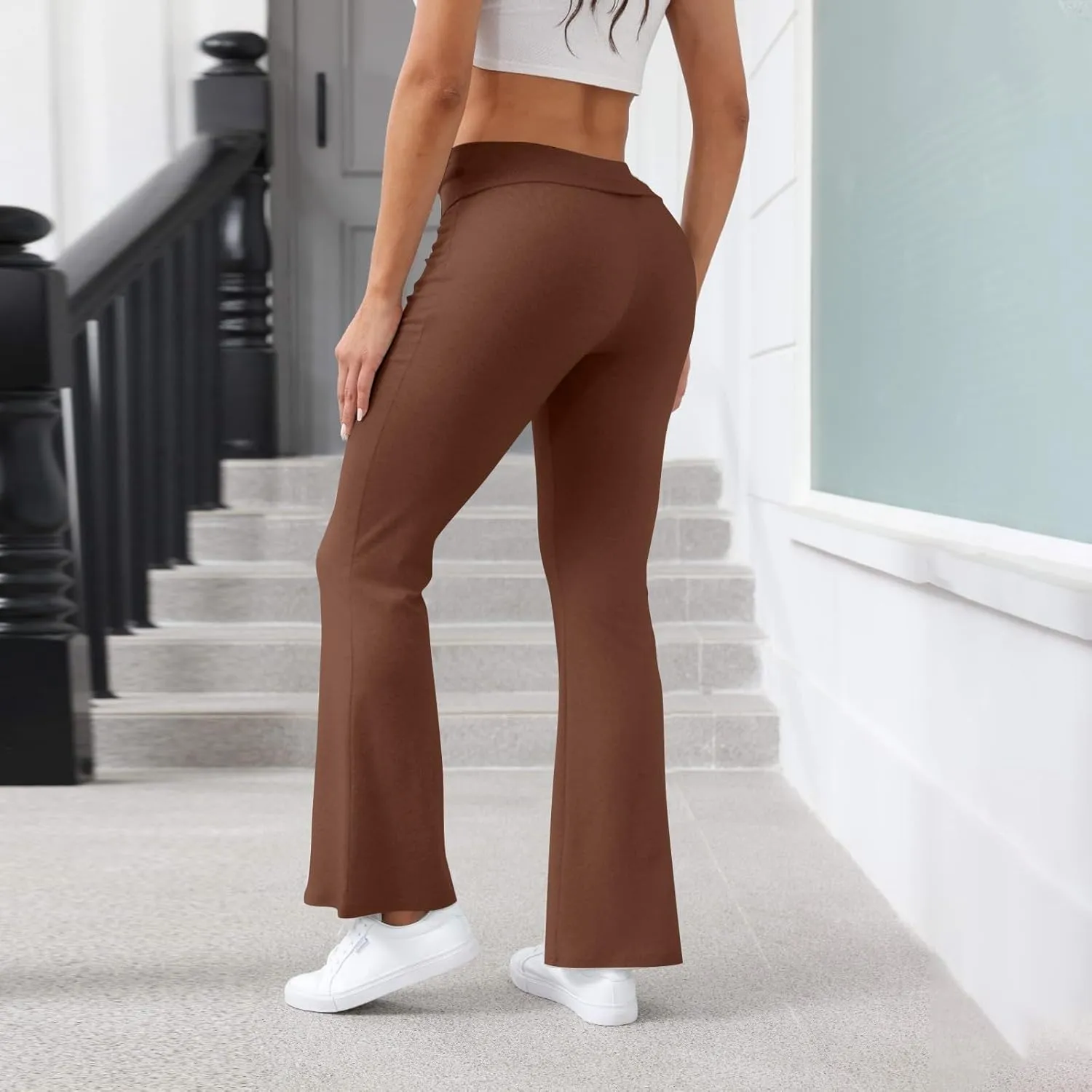 Flare Leggings, Yoga Summer Pants High Waisted Tummy Control Loose Pants Elastic Waist Dressy Casual Trousers