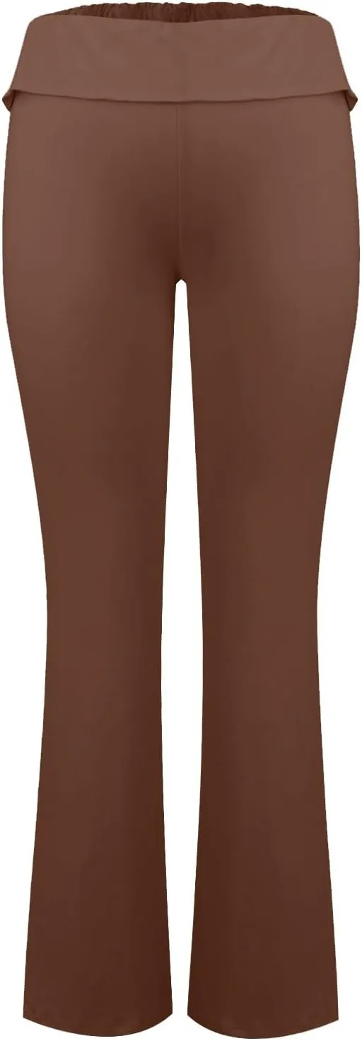 Flare Leggings, Yoga Summer Pants High Waisted Tummy Control Loose Pants Elastic Waist Dressy Casual Trousers