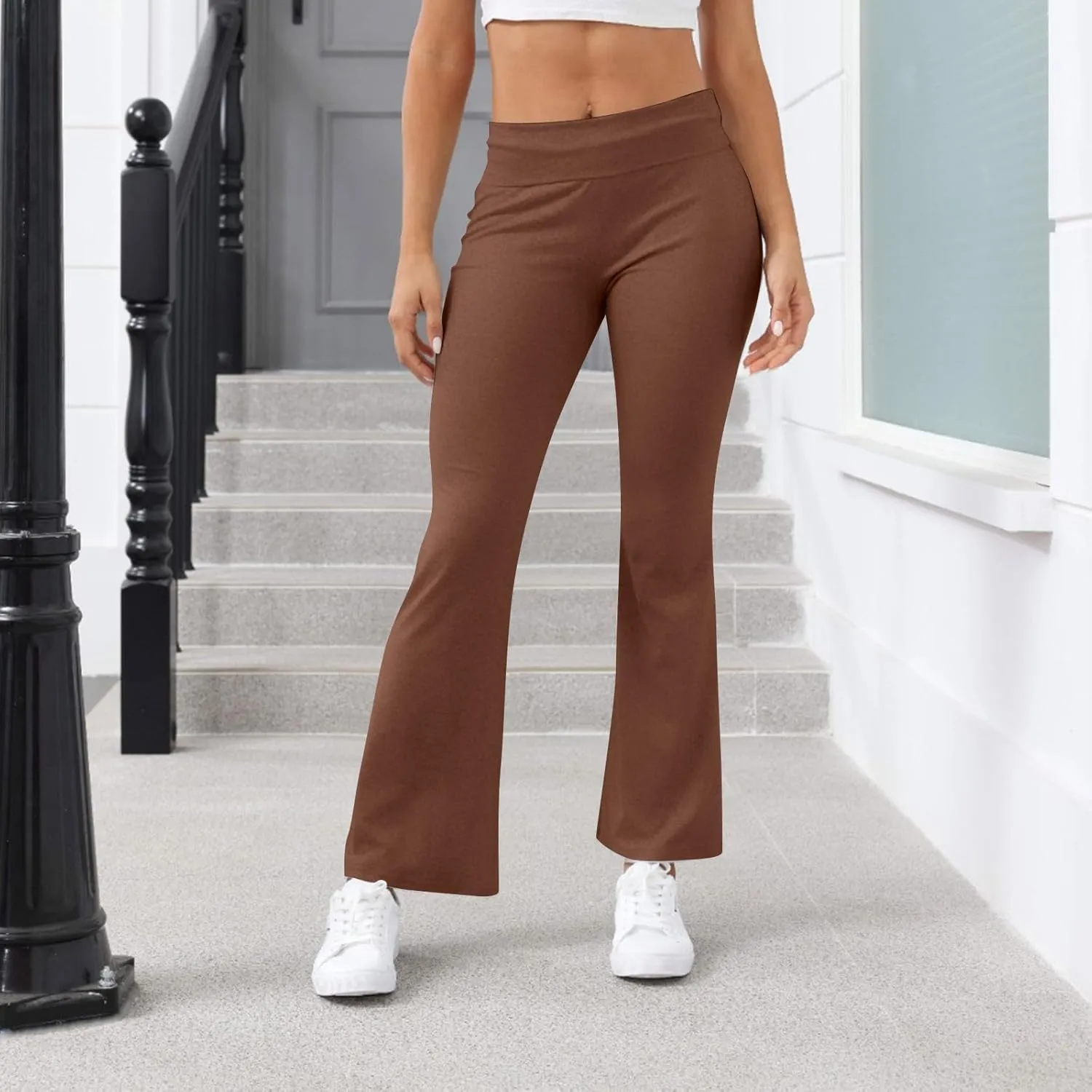 Flare Leggings, Yoga Summer Pants High Waisted Tummy Control Loose Pants Elastic Waist Dressy Casual Trousers