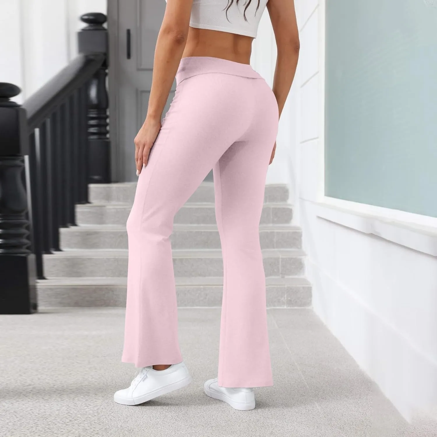 Flare Leggings, Yoga Summer Pants High Waisted Tummy Control Loose Pants Elastic Waist Dressy Casual Trousers