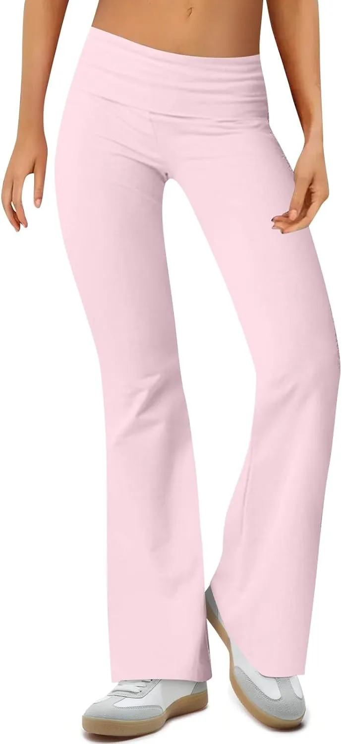 Flare Leggings, Yoga Summer Pants High Waisted Tummy Control Loose Pants Elastic Waist Dressy Casual Trousers
