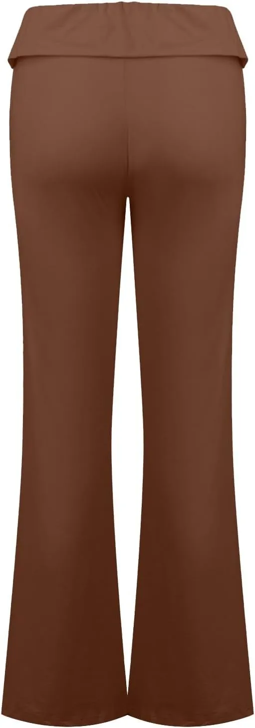 Flare Leggings, Yoga Summer Pants High Waisted Tummy Control Loose Pants Elastic Waist Dressy Casual Trousers