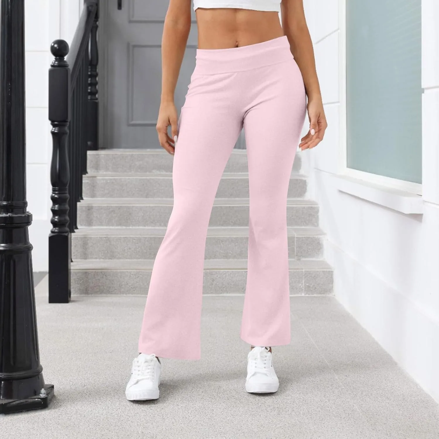 Flare Leggings, Yoga Summer Pants High Waisted Tummy Control Loose Pants Elastic Waist Dressy Casual Trousers