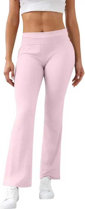 Flare Leggings, Yoga Summer Pants High Waisted Tummy Control Loose Pants Elastic Waist Dressy Casual Trousers