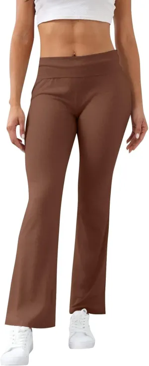 Flare Leggings, Yoga Summer Pants High Waisted Tummy Control Loose Pants Elastic Waist Dressy Casual Trousers