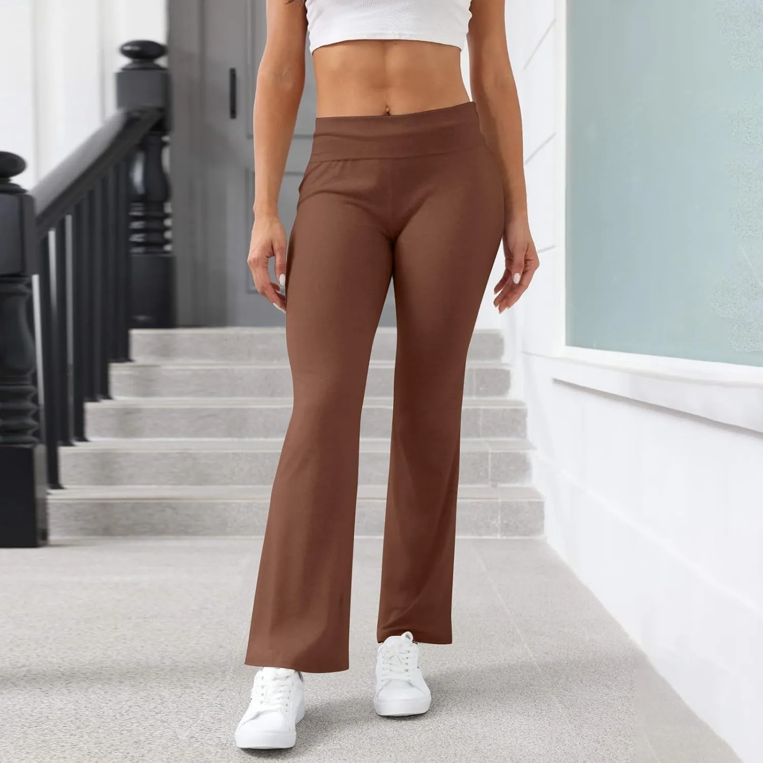 Flare Leggings, Yoga Summer Pants High Waisted Tummy Control Loose Pants Elastic Waist Dressy Casual Trousers