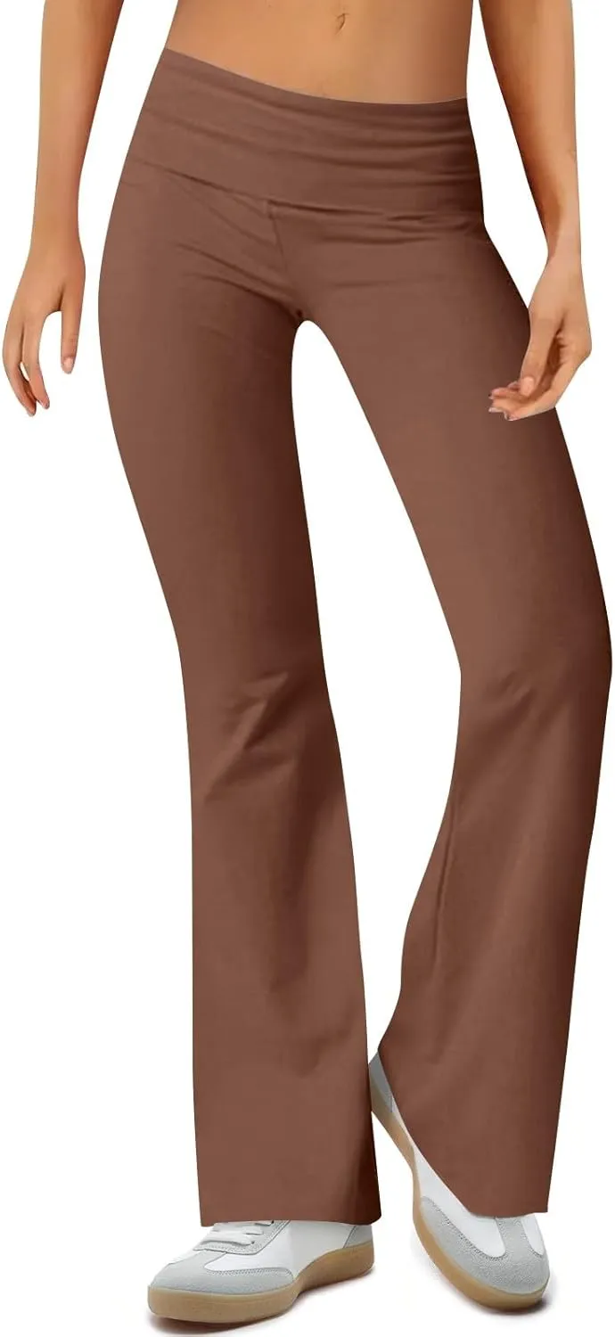 Flare Leggings, Yoga Summer Pants High Waisted Tummy Control Loose Pants Elastic Waist Dressy Casual Trousers