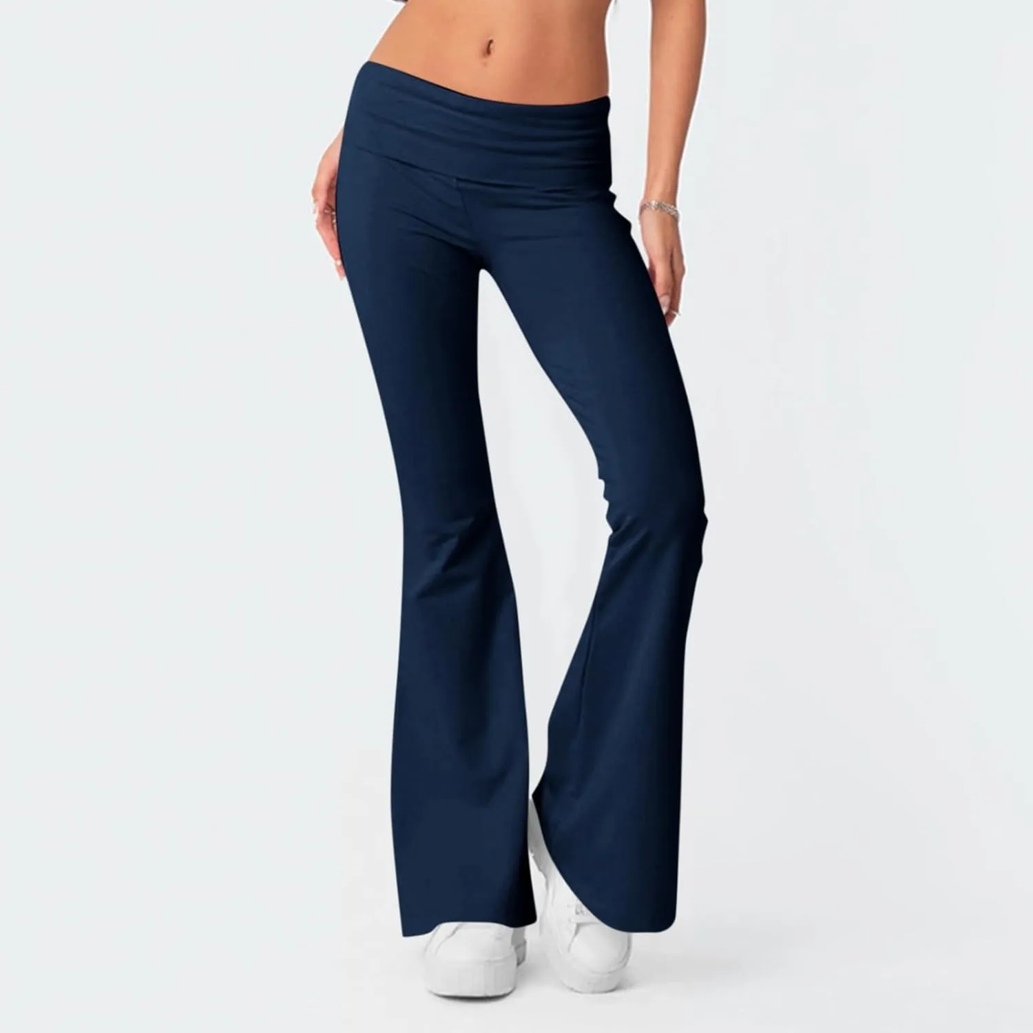 Flare Wide Leg Yoga Pants for Women Trouser Style Low Rise Fold Over Workout Leggings Buttery Soft Cotton Leggings