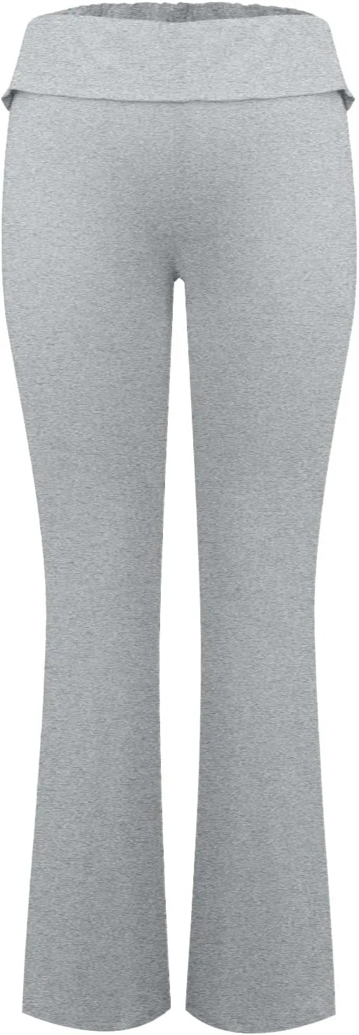 Flare Yoga Pants for Women Fold Over Cotton Stretch Low Rise Elastic Waist Pants Bootcut Leggings Bell Bottoms