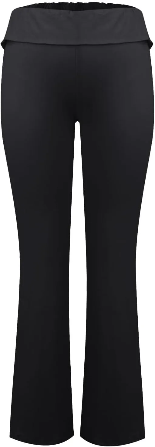 Flare Yoga Pants for Women Fold Over Cotton Stretch Low Rise Elastic Waist Pants Bootcut Leggings Bell Bottoms