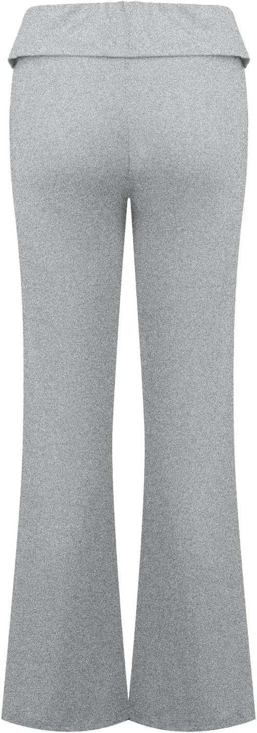 Flare Yoga Pants for Women Fold Over Cotton Stretch Low Rise Elastic Waist Pants Bootcut Leggings Bell Bottoms