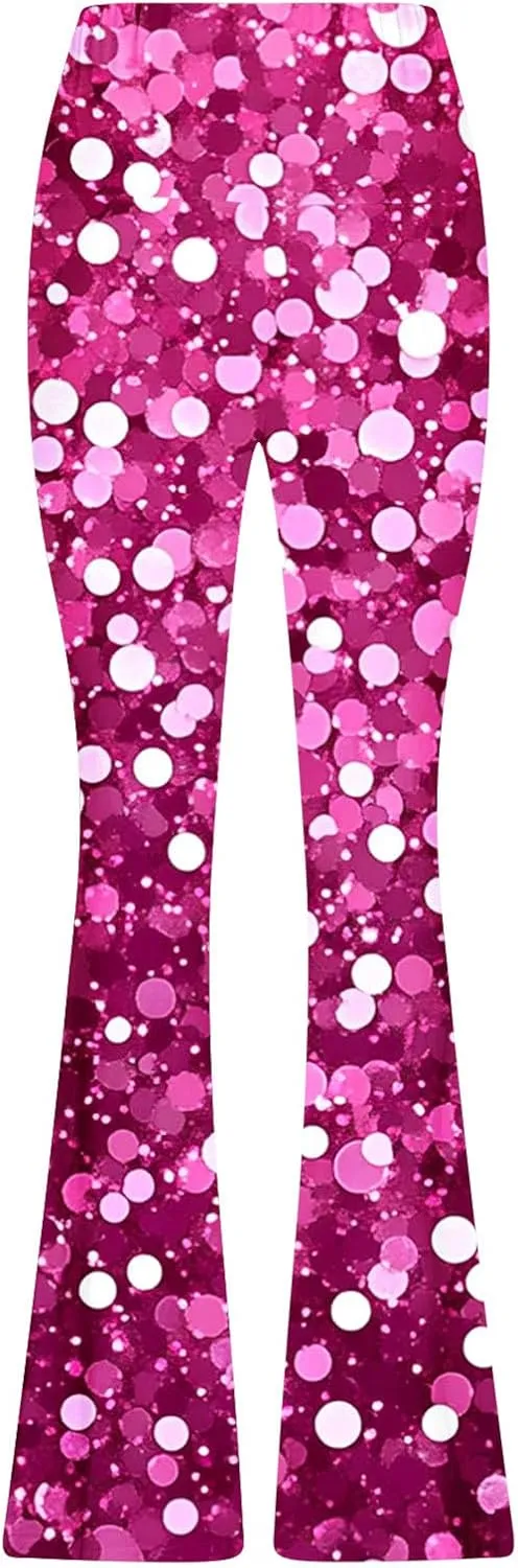 Flare Yoga Pants for Women Workout Legging Printed High Rise Stretch Bootcut Pull On Casual Lounge Trouser