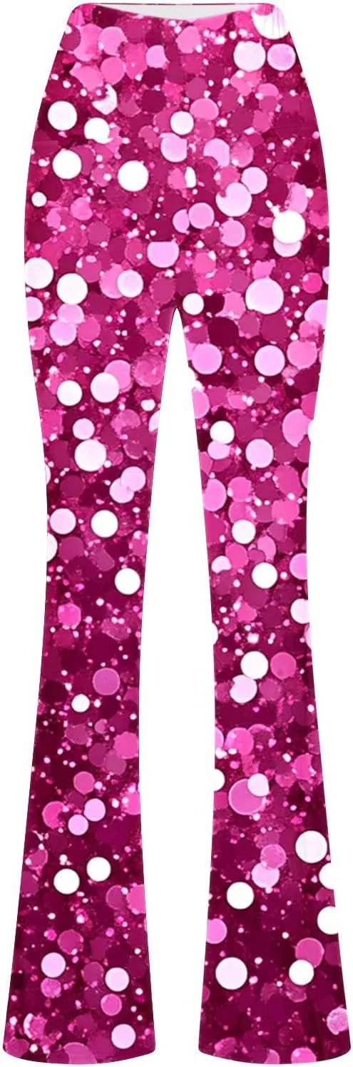 Flare Yoga Pants for Women Workout Legging Printed High Rise Stretch Bootcut Pull On Casual Lounge Trouser