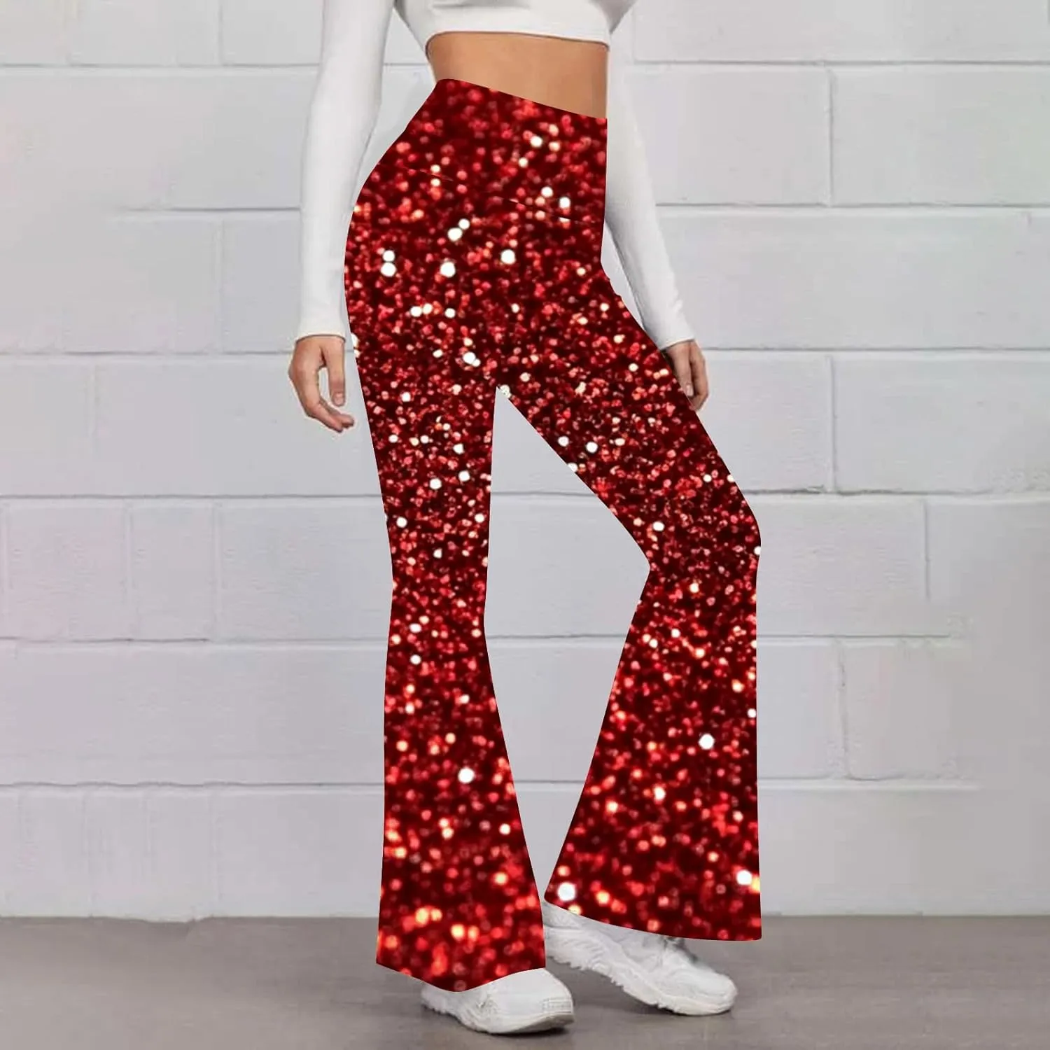 Flare Yoga Pants for Women Workout Legging Printed High Rise Stretch Bootcut Pull On Casual Lounge Trouser