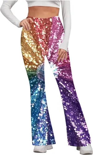 Flare Yoga Pants for Women Workout Legging Printed High Rise Stretch Bootcut Pull On Casual Lounge Trouser